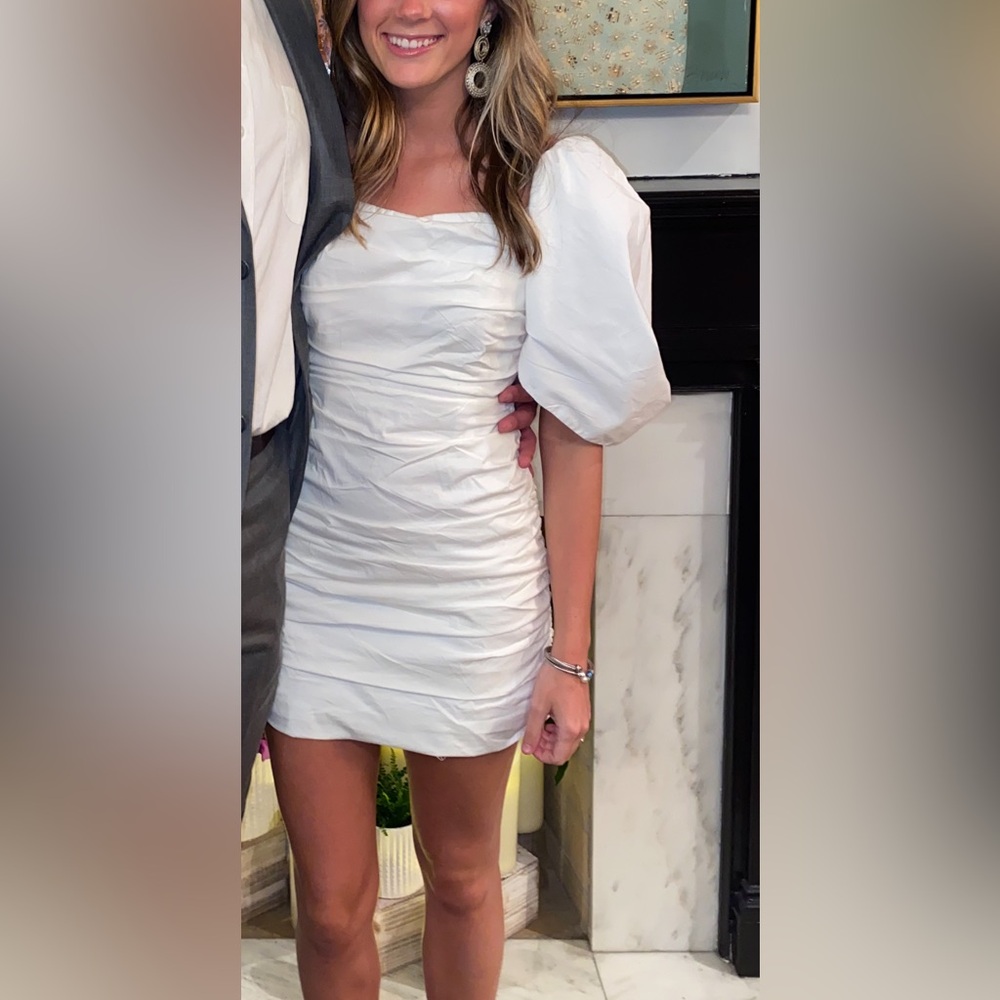 DO+BE white ruched cocktail dress